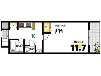 M6BLDG(1K/3階)の間取り写真