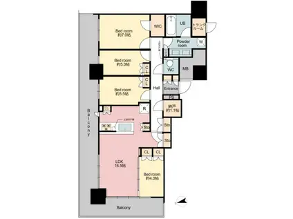 ドレッセタワー新綱島(4LDK/29階)の間取り写真