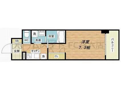 エスリード本町レジデンス(1K/14階)の間取り写真