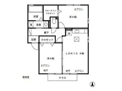 オーククレストIV(2LDK/1階)の間取り写真