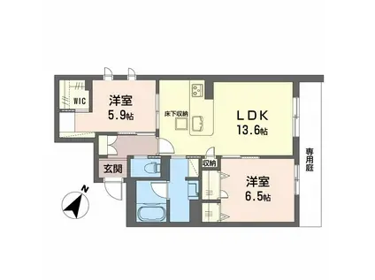 シャーメゾン レビリオ(2LDK/1階)の間取り写真