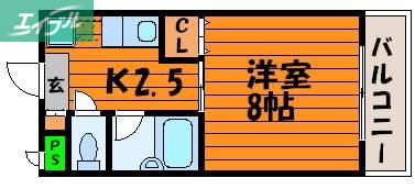 ラヴニール三野(1K/4階)の間取り写真