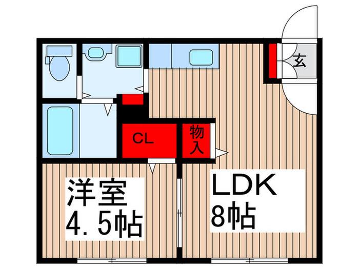 プレシャスピア蕨(1LDK/1階)の間取り写真