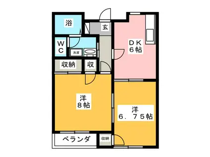 センテナリーI(2DK/2階)の間取り写真