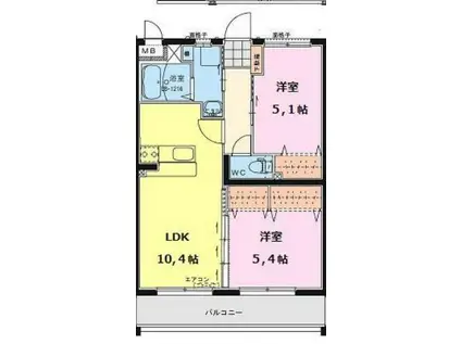 エアフォルクIII(2LDK/4階)の間取り写真