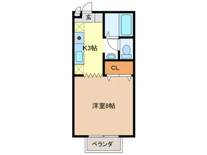 ロイヤルガーデンII(1K/2階)の間取り写真