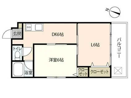 グランドヒルズ江波南(2DK/4階)の間取り写真