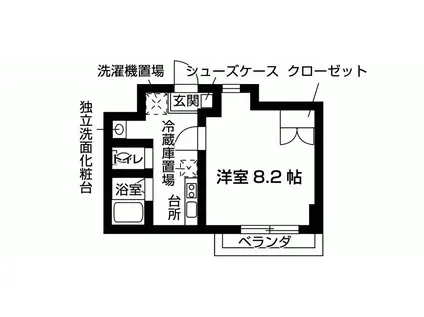 シャントール二条(1K/6階)の間取り写真