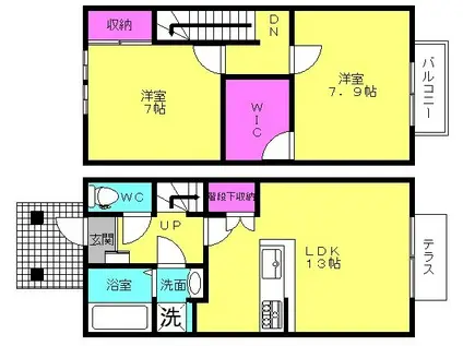 エスポワール(2LDK/1階)の間取り写真