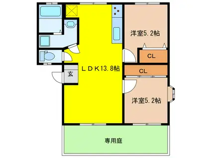 アークビラK(2LDK/2階)の間取り写真