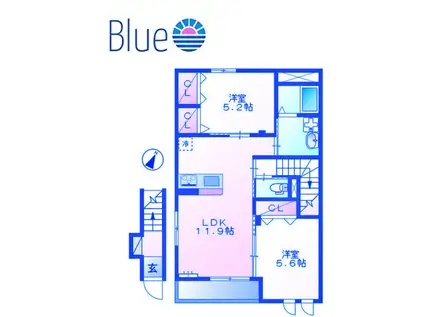 ベルグランディ(2LDK/2階)の間取り写真