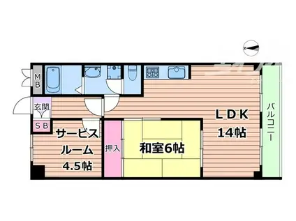 大建コーポ江坂II(1LDK/3階)の間取り写真
