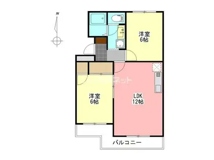 サンハイツK&KII(2LDK/2階)の間取り写真