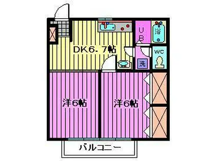 エスベール(2DK/1階)の間取り写真