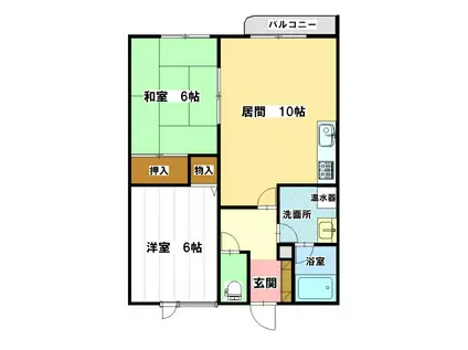 コーポ大和(2LDK/1階)の間取り写真