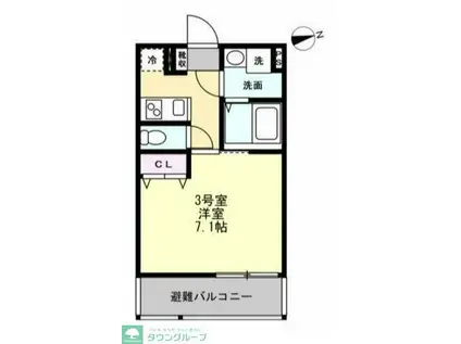 ベイルームヒルズ三ツ境(1K/1階)の間取り写真