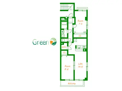 アンプルールフェール PLAGE(2LDK/2階)の間取り写真