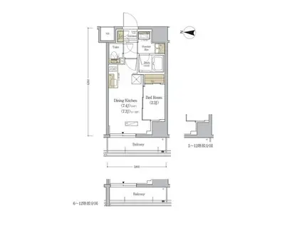 アーバネックス森下ウエスト(1DK/12階)の間取り写真