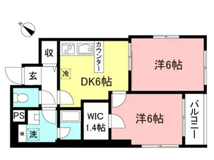 上馬コーポラス(2DK/5階)の間取り写真