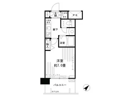 アルテーヌ新横浜(1K/7階)の間取り写真