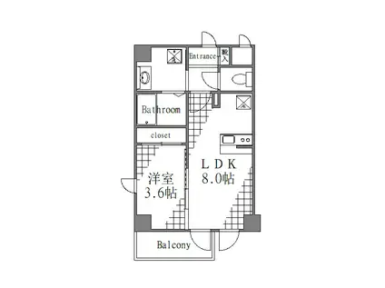 ラピス曳舟(1LDK/2階)の間取り写真