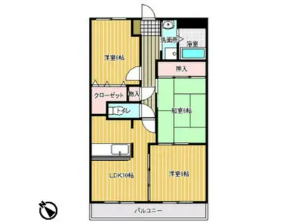 アディー緑ヶ丘(3LDK/3階)の間取り写真