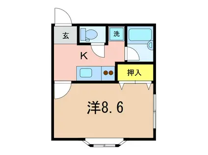 ハイツK-1(1K/2階)の間取り写真