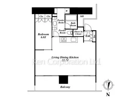 M.M.TOWERS THE ウエスト(1LDK/28階)の間取り写真