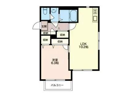 BELLA VISTA TROIS(1LDK/1階)の間取り写真