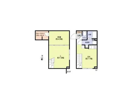 VISTA MAGOME(1LDK/1階)の間取り写真