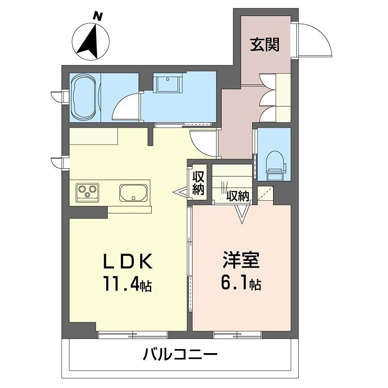 リシャール(1LDK/3階)の間取り写真