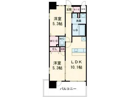 スプランティッド中百舌鳥(2LDK/9階)の間取り写真