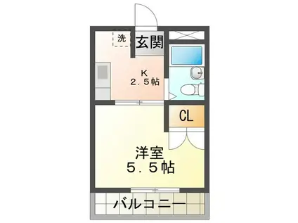 コーポ北斗(1K/2階)の間取り写真