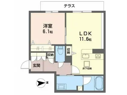 シャーメゾン ラフィーネ(1LDK/1階)の間取り写真