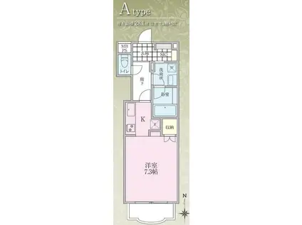 PLUSH GARDEN SPACE(ワンルーム/3階)の間取り写真