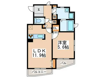 LIVE二日市(1LDK/3階)の間取り写真