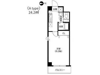 ラ・フォンテ甲東園(1K/6階)の間取り写真