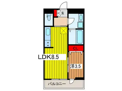 リーブルファイン浦和美園(1LDK/3階)の間取り写真