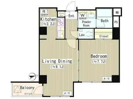 COURT HATSUDAI コート初台(1LDK/2階)の間取り写真