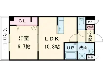 アシェンダ石山II(1LDK/5階)の間取り写真