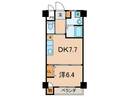 夢野アパ-トメント(1DK/4階)の間取り写真