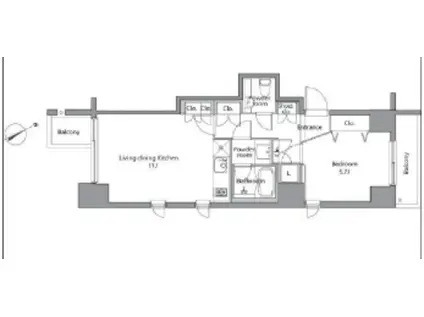 レジディア麻布台(1LDK/3階)の間取り写真