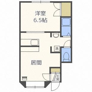 ルナコート23(1LDK/1階)の間取り写真