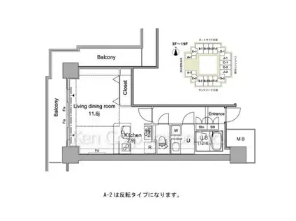 パシフィックロイヤルコートみなとみらいオーシャンタワー(1K/8階)の間取り写真