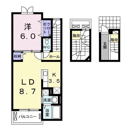 プロヴァンス ハウス(1LDK/3階)の間取り写真