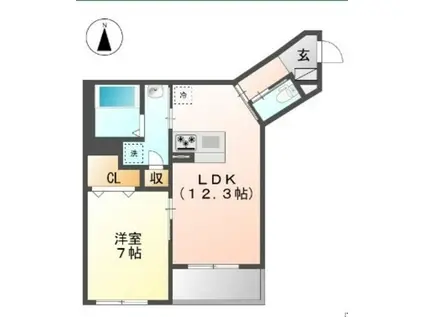 トリニティ アコード(1LDK/1階)の間取り写真