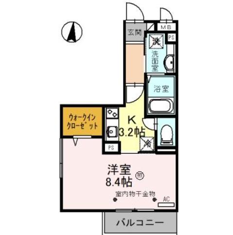 クラン スール(1K/2階)の間取り写真