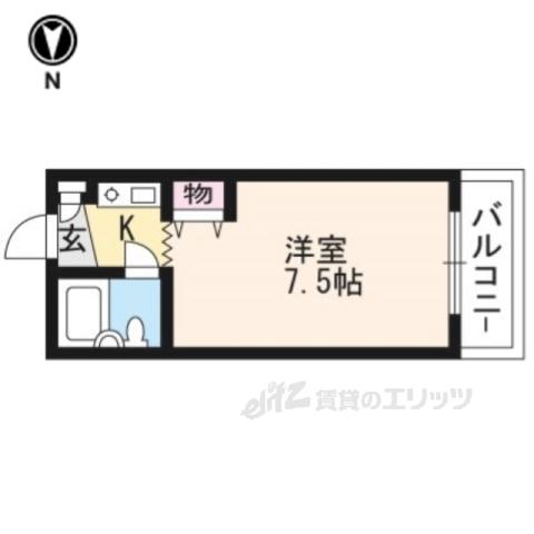 ヤングヴィレッジ嵯峨(ワンルーム/4階)の間取り写真