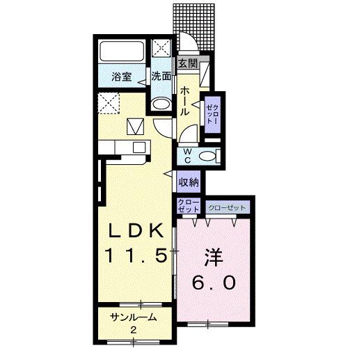 パイシーズ片島II(1LDK/1階)の間取り写真