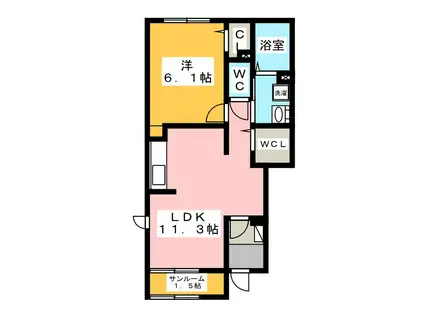 @HOME 吉祥寺通(1LDK/1階)の間取り写真